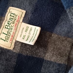 L.L. Bean Blue and Gray Checkered Shirt XXL
